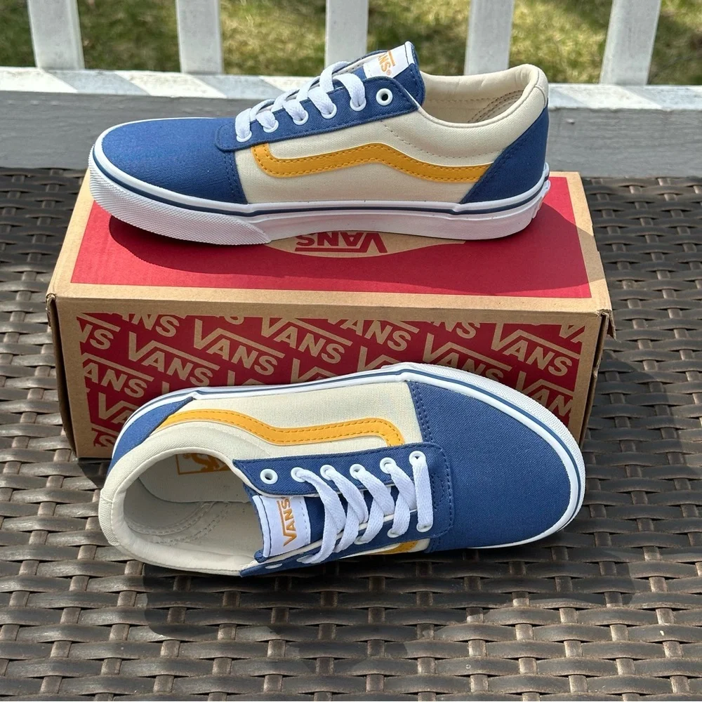 Vans Blue, Cream & Yellow Kids' Low Top Sneakers